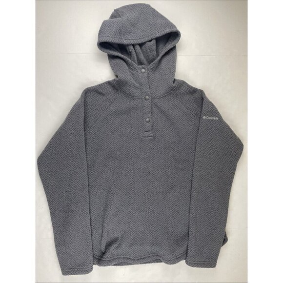 Columbia 1/4 Snap Hooded Sweater Women’s L Pullover Gray Pockets Outdoor - Picture 2 of 11